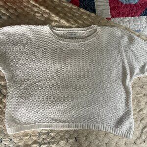 RACHEL ZOE Oversized Boxy White Cropped Dolman 100% Cotton Sweater $158 L